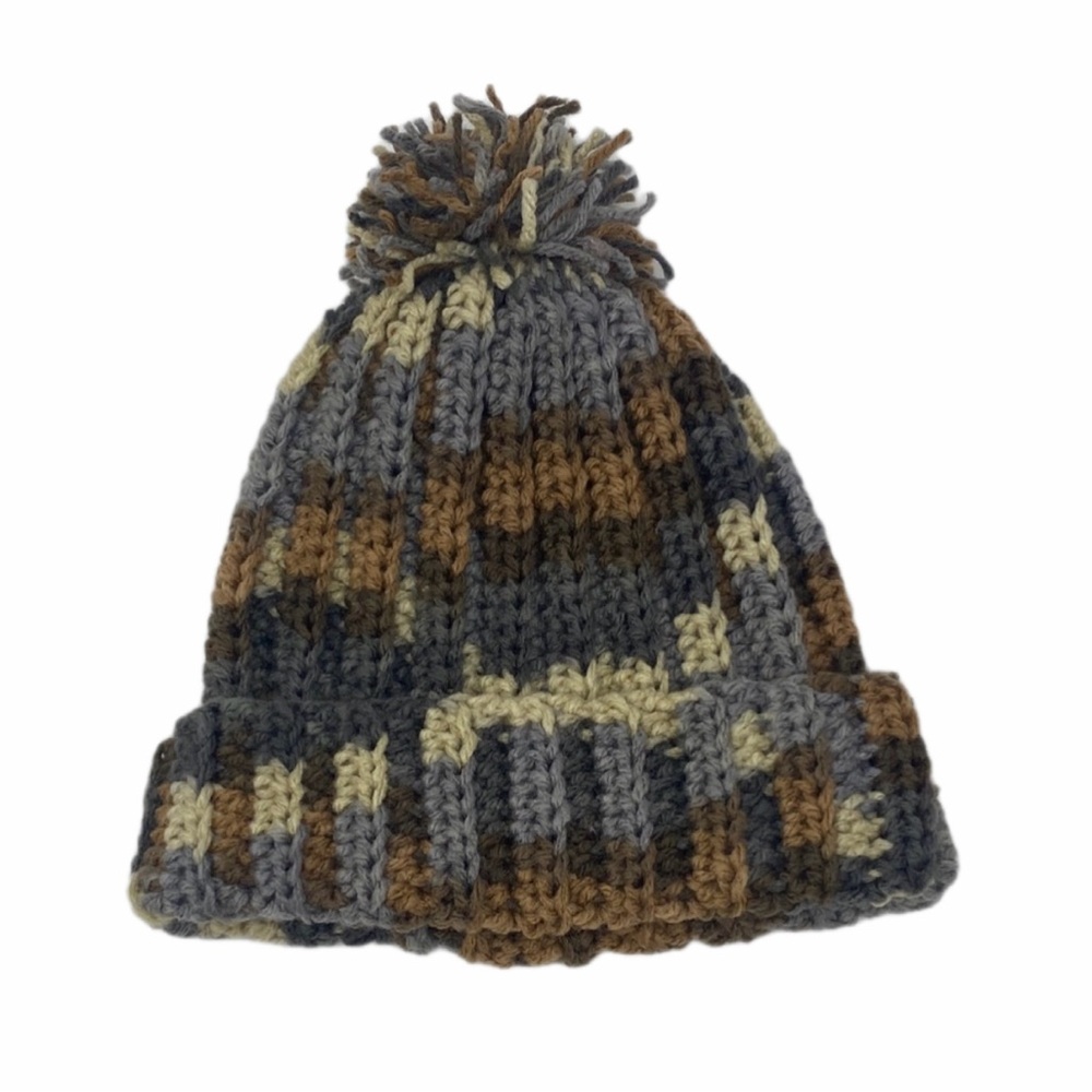 Cozy Handmade Multicolor Crocheted Pom-Pom Beanie for Kids